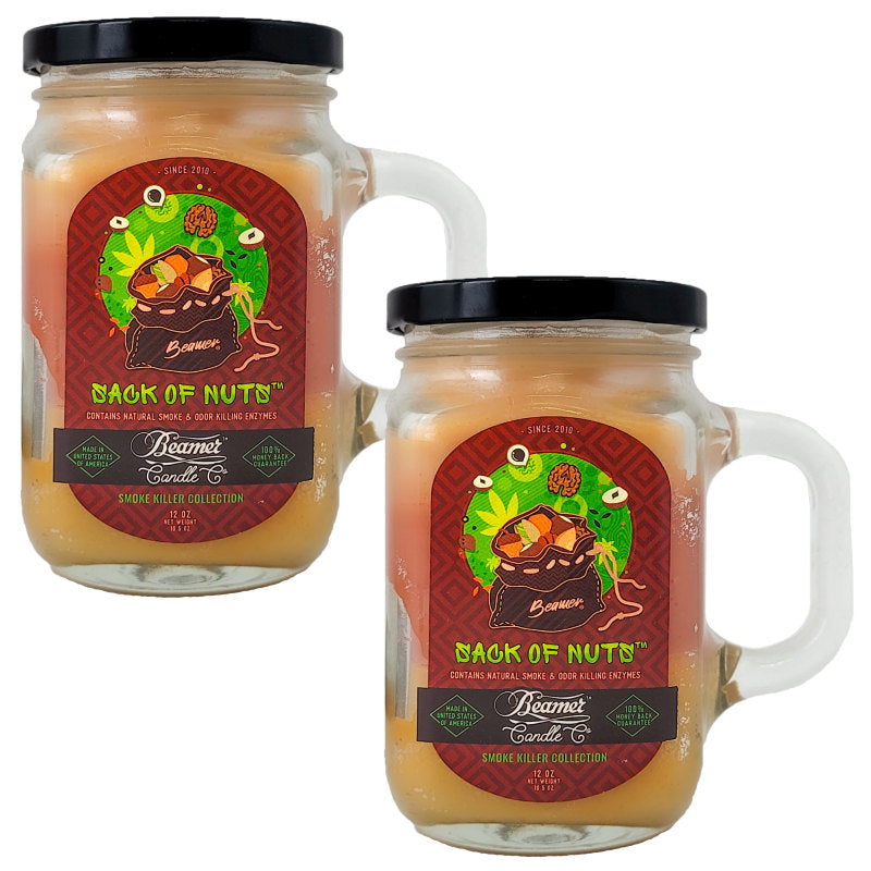 Sack Of Nuts 5" Glass Jar Candle, 12oz Smoke Killer Collection, by Beamer Candle Co