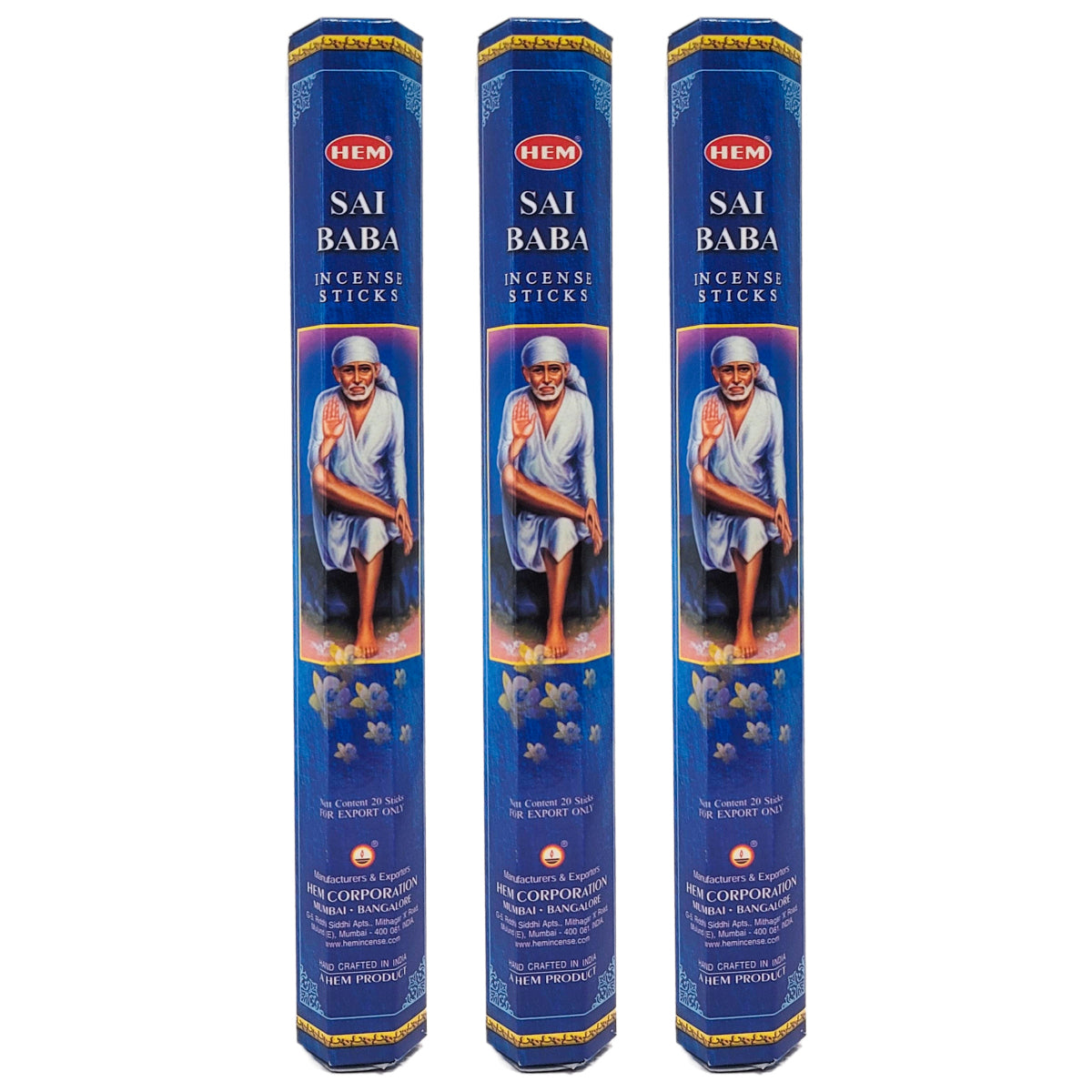 HEM Incense Sticks 20-Stick Hex Packs, Sai Baba