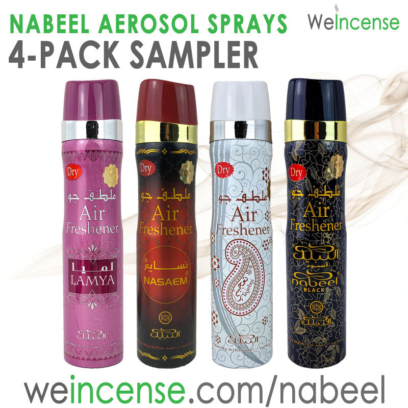 4-PACK SAMPLER #1, Nabeel 300ml Dry Aerosol Air Freshener Sprays