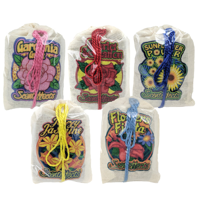 Scenteffects 3" Air Freshener Pouches 5-PACK Sampler #1 "Flowers"