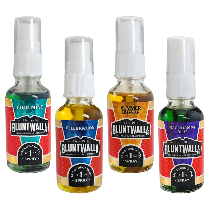 4-Pack SAMPLER #1 "Warm & Cool" Bluntwalla 1oz Air Freshener Sprays