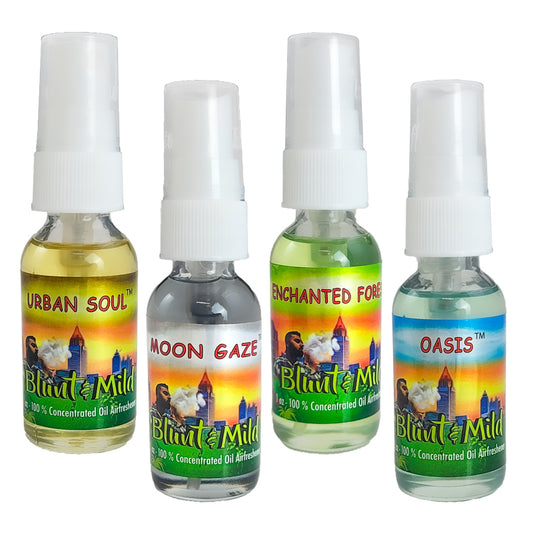 4-Pack SAMPLER #2 "Green & Chill" Blunt & Mild 1oz Air Freshener Sprays