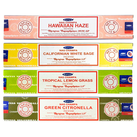 Satya 15g Incense 4-PACK SAMPLER #4 "Summer Fun"