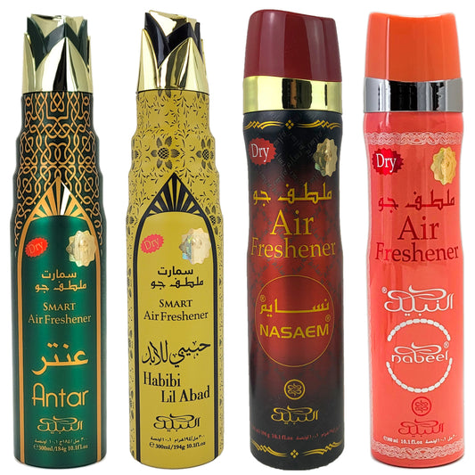 4-PACK SAMPLER #7, Nabeel 300ml Dry Aerosol Air Freshener Sprays
