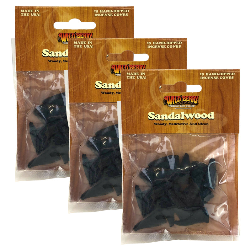 Sandalwood Wild Berry Incense Cones, 15ct Packs