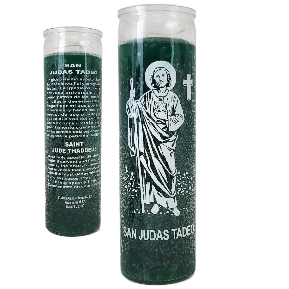 7 Day Candle, St. Jude / San Judas Tadeo (Green)
