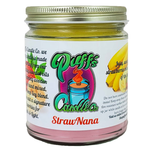 StrawNana Scent 9oz No Pendy Jar Candle, Puff's Candle Co