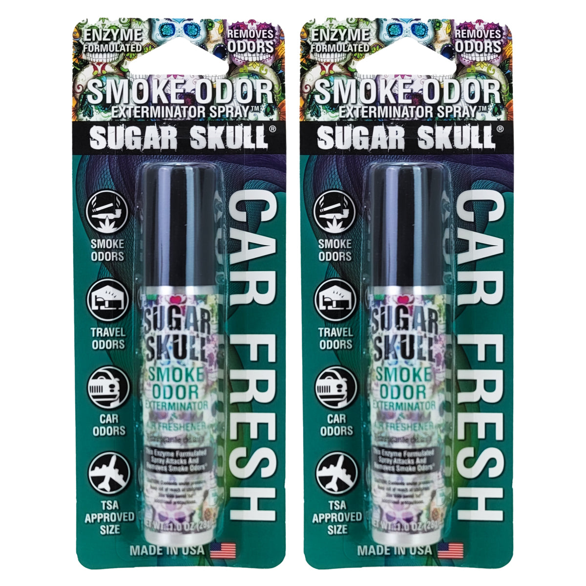 Sugar Skull Travel 1oz Smoke Odor Exterminator Spray Aerosol Mini Can, by Tobacco Outlet Products