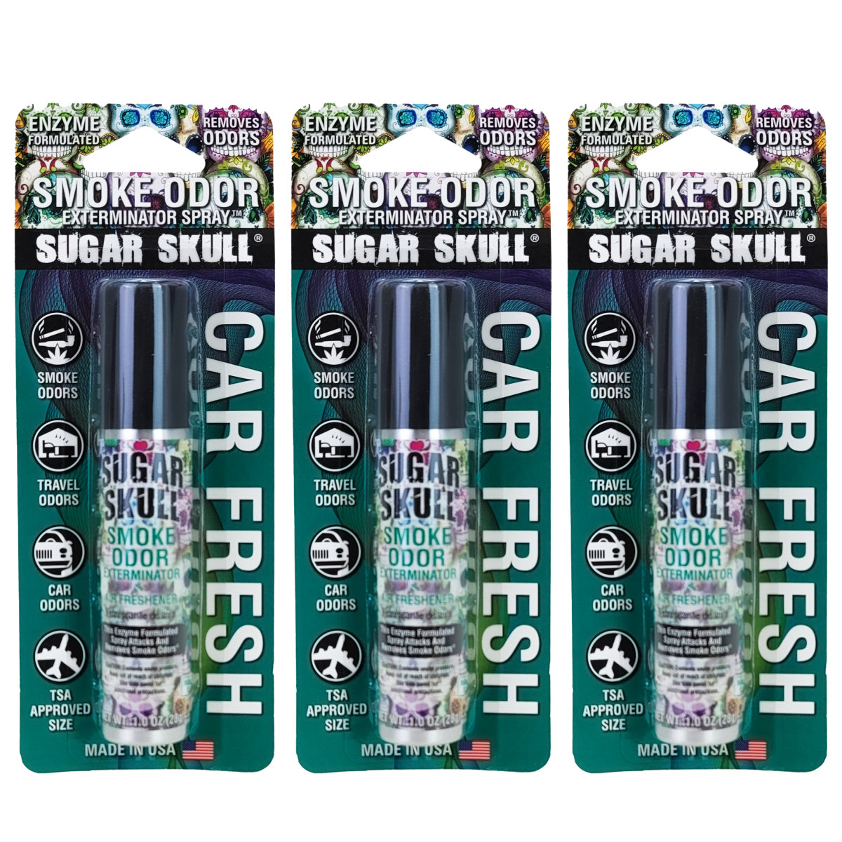 Sugar Skull Travel 1oz Smoke Odor Exterminator Spray Aerosol Mini Can, by Tobacco Outlet Products