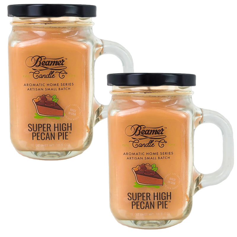 Super High Pecan Pie 5" Glass Jar Candle, 12oz Aromatic Home Series, by Beamer Candle Co