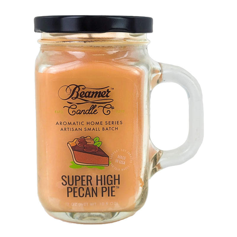 Super High Pecan Pie 5" Glass Jar Candle, 12oz Aromatic Home Series, by Beamer Candle Co