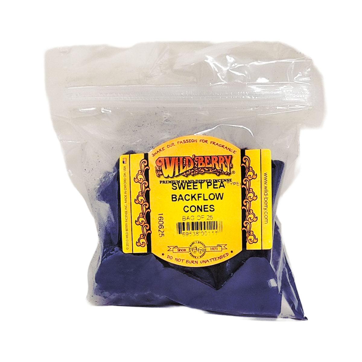 Backflow Sweet Pea Wild Berry Incense Cones, 25ct Packs