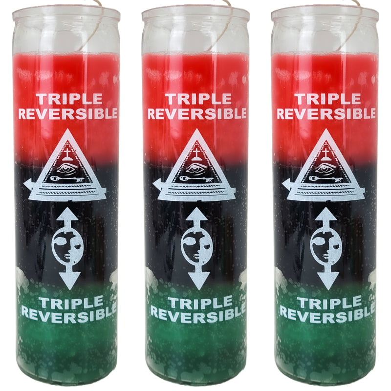 7 Day Candle, Triple Reversible Red/Black/Green