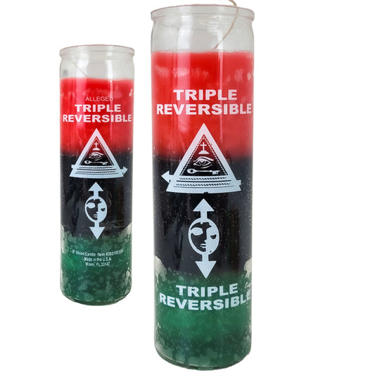 7 Day Candle, Triple Reversible Red/Black/Green