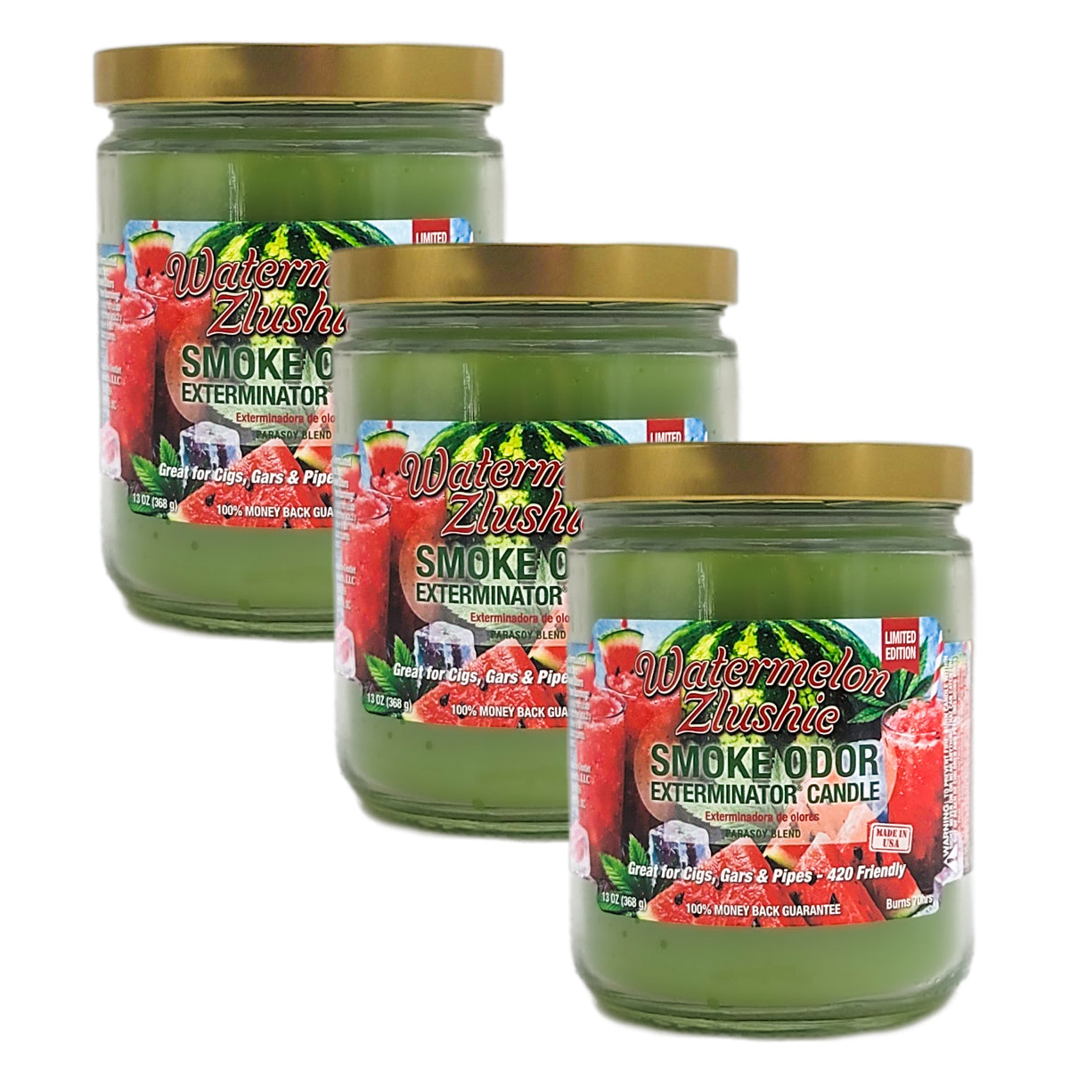 Watermelon Zlushie 4" Odor Exterminator Glass Jar Candle 13oz