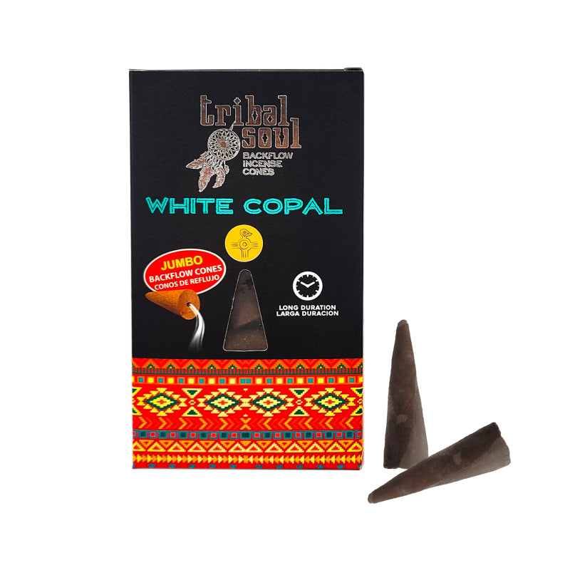 Tribal Soul Jumbo Backflow Incense Cones, White Copal 10ct Pack