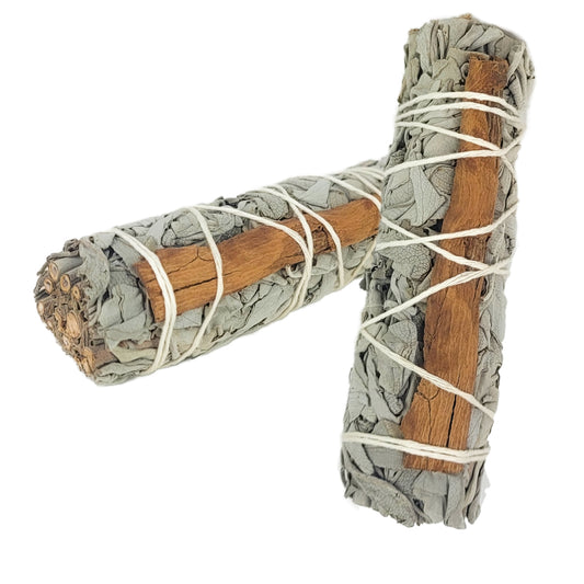 White Sage & Cinnamon 4" Bundle Smudge Stick