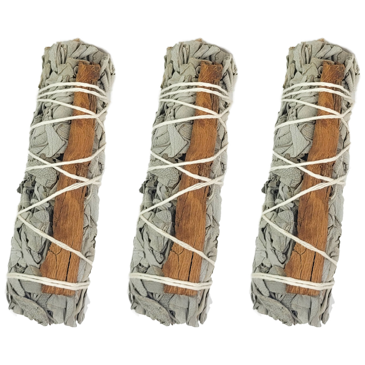 White Sage & Cinnamon 4" Bundle Smudge Stick