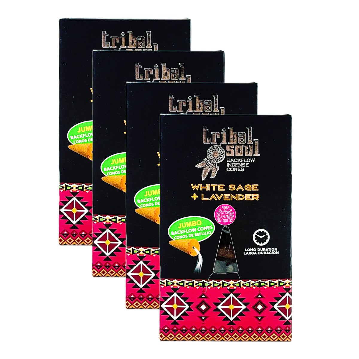 Tribal Soul Jumbo Backflow Incense Cones, White Sage + Lavender 10ct Pack