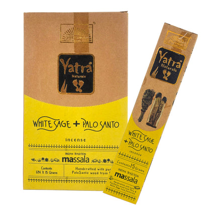 White Sage + Palo Santo Parimal Yatra Naturals Incense Sticks, 15g Packs