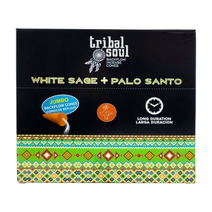 Tribal Soul Jumbo Backflow Incense Cones, White Sage + Palo Santo 10ct Pack