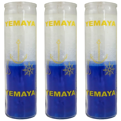 7 Day Candle, Yemaya (White/Blue)