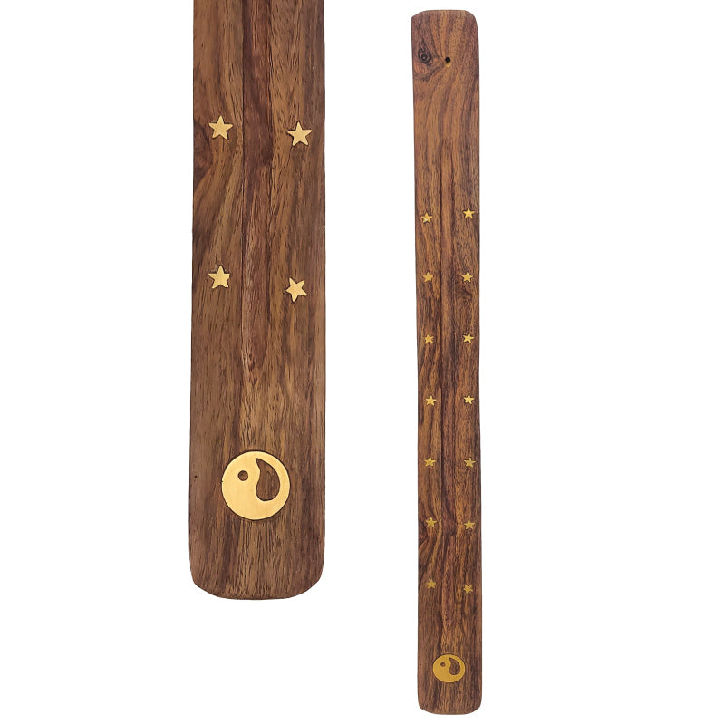 Jumbo Wood Incense Burner & Ash Catcher, Yin Yang Design, 18"