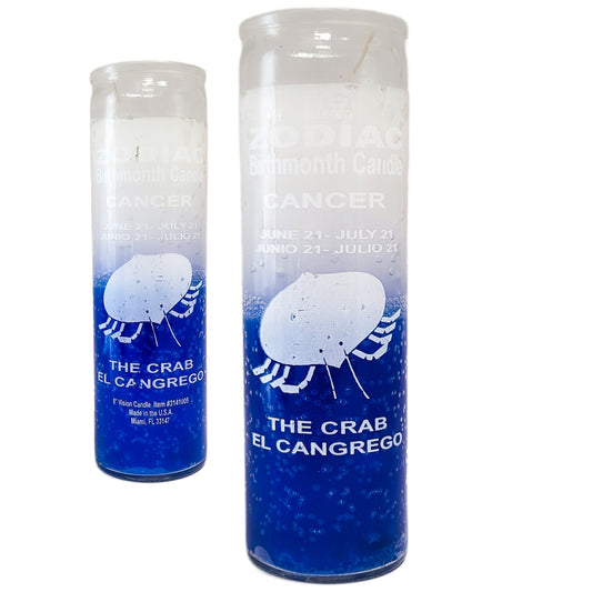 7 Day Candle, Zodiac Cancer (White/Blue)