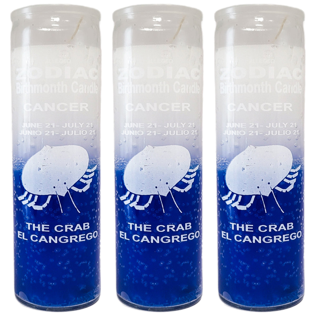 7 Day Candle, Zodiac Cancer (White/Blue)