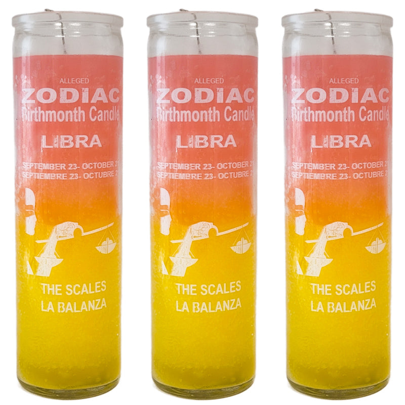 7 Day Candle, Zodiac Libra (Pink/Yellow)