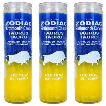 7 Day Candle, Zodiac Taurus (Blue/Yellow)