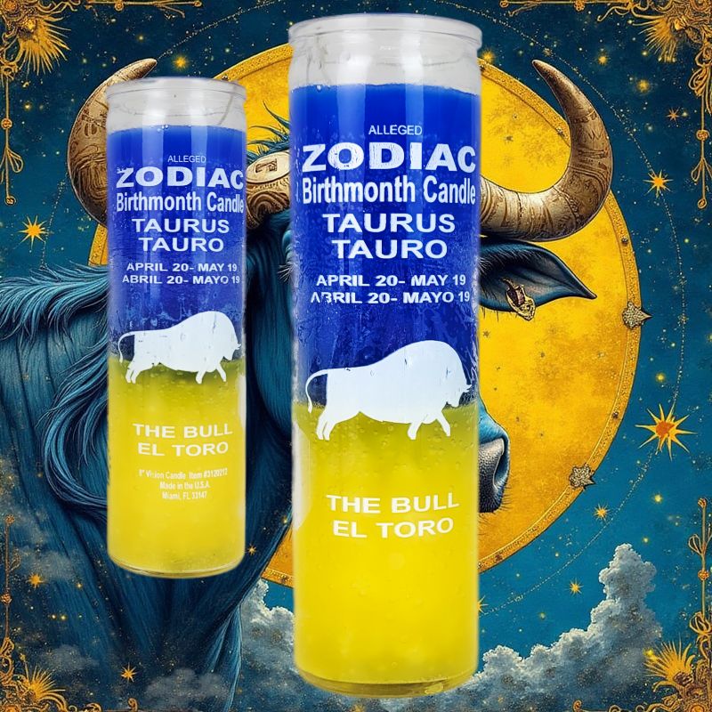 7 Day Candle, Zodiac Taurus (Blue/Yellow)
