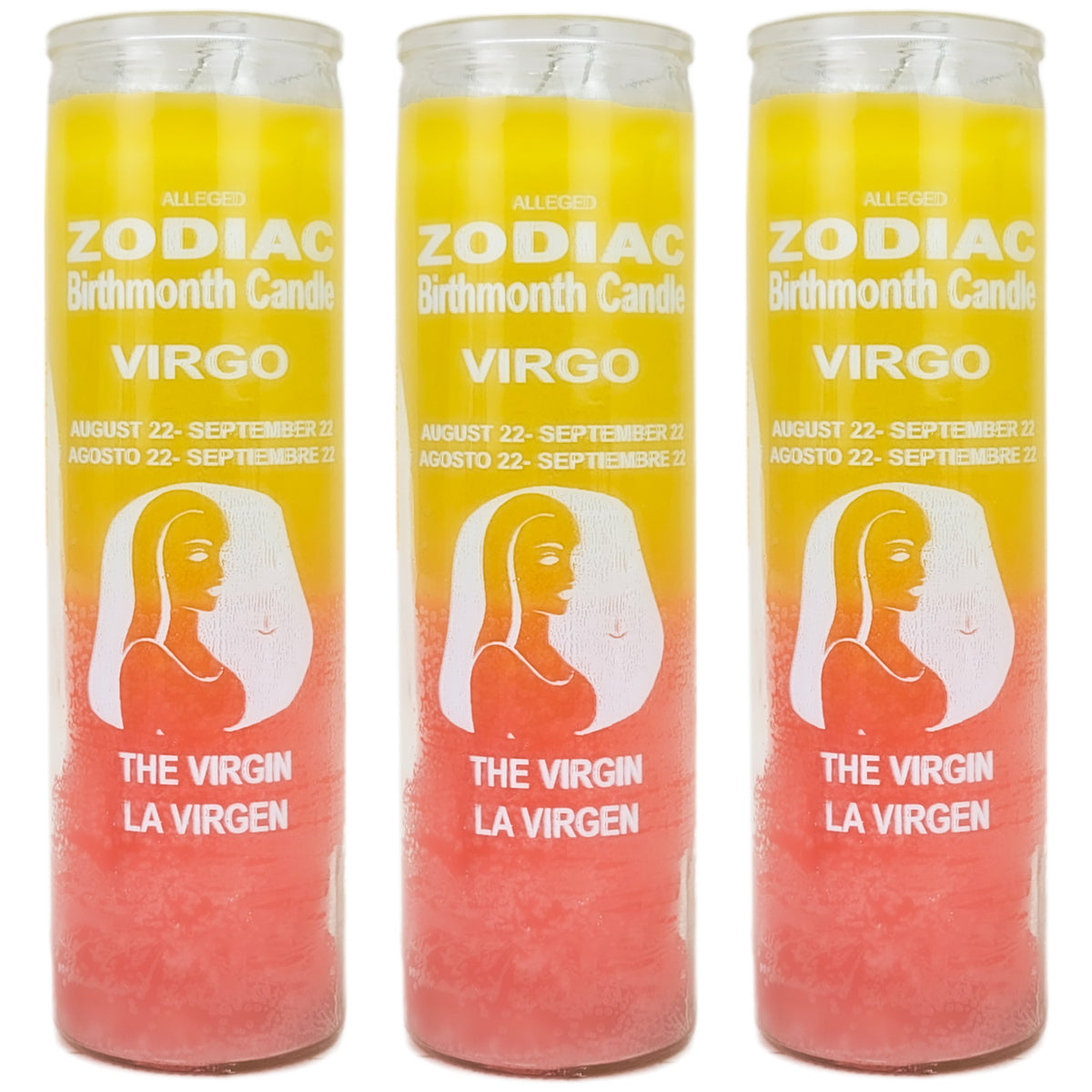 7 Day Candle, Zodiac Virgo (Pink/Yellow)