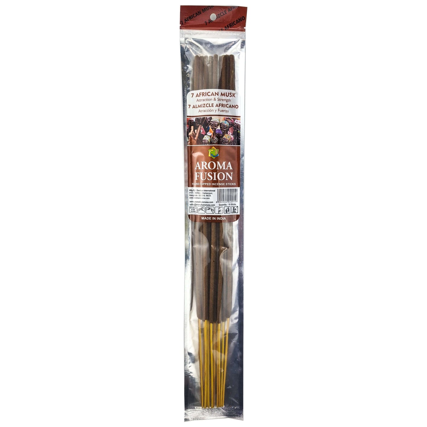 7 African Musk Scent Aroma Fusion 19" Jumbo Incense, 10-Stick Pack