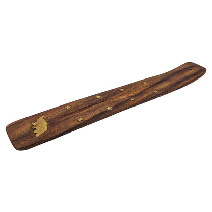 10" Wood Incense Burner & Ash Catcher, Elephant Symbol Design