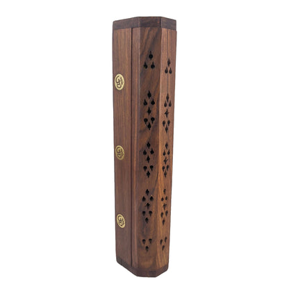 Carved Incense Holder Box with Storage, Symbol Design