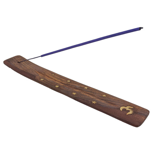 10" Wood Incense Burner & Ash Catcher, OM Symbol Design