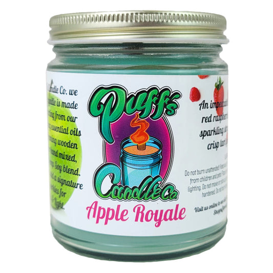 Apple Royale Scent 9oz No Pendy Jar Candle, Puff's Candle Co
