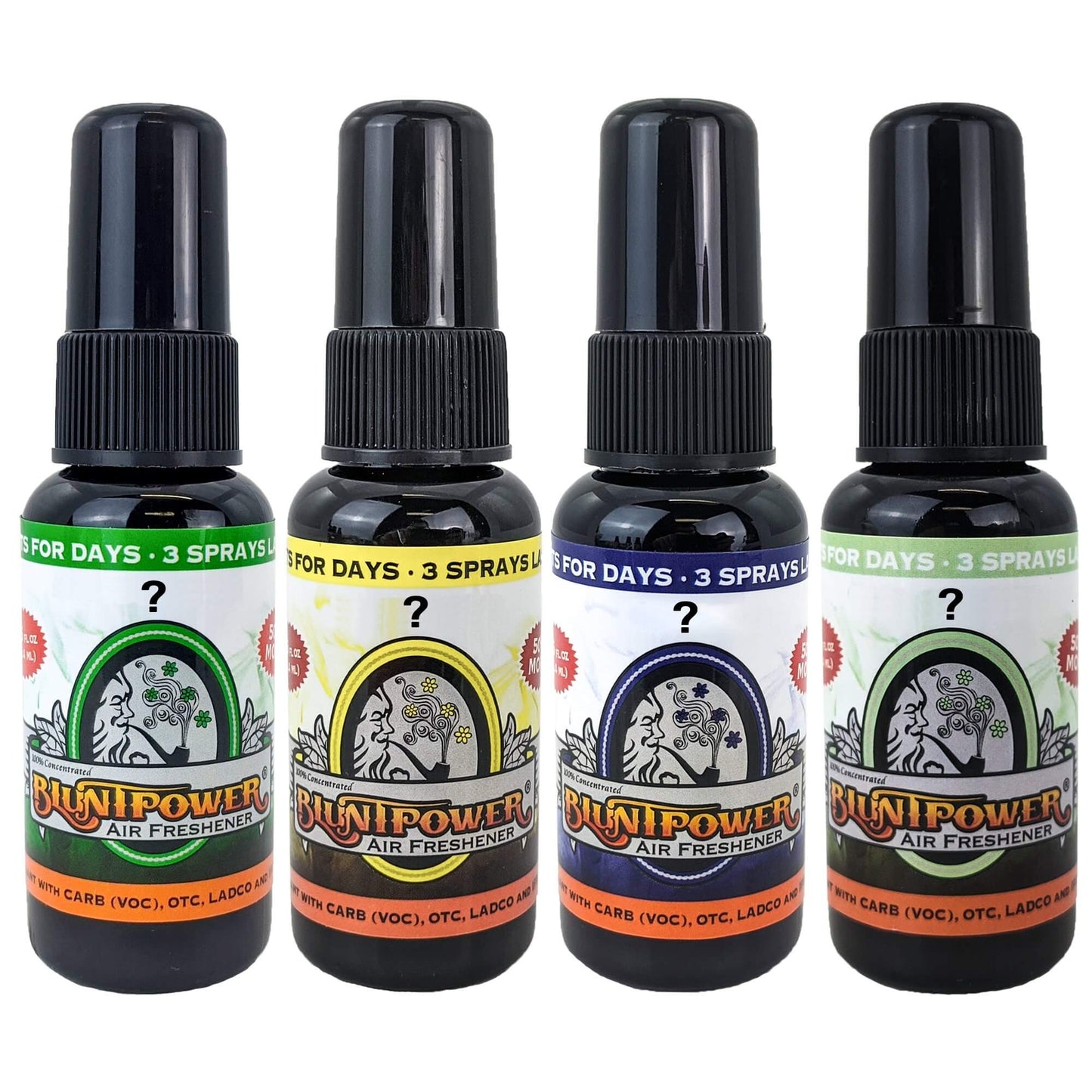 4-Pack Assorted 1.5 OZ Blunt Power Spray Air Fresheners