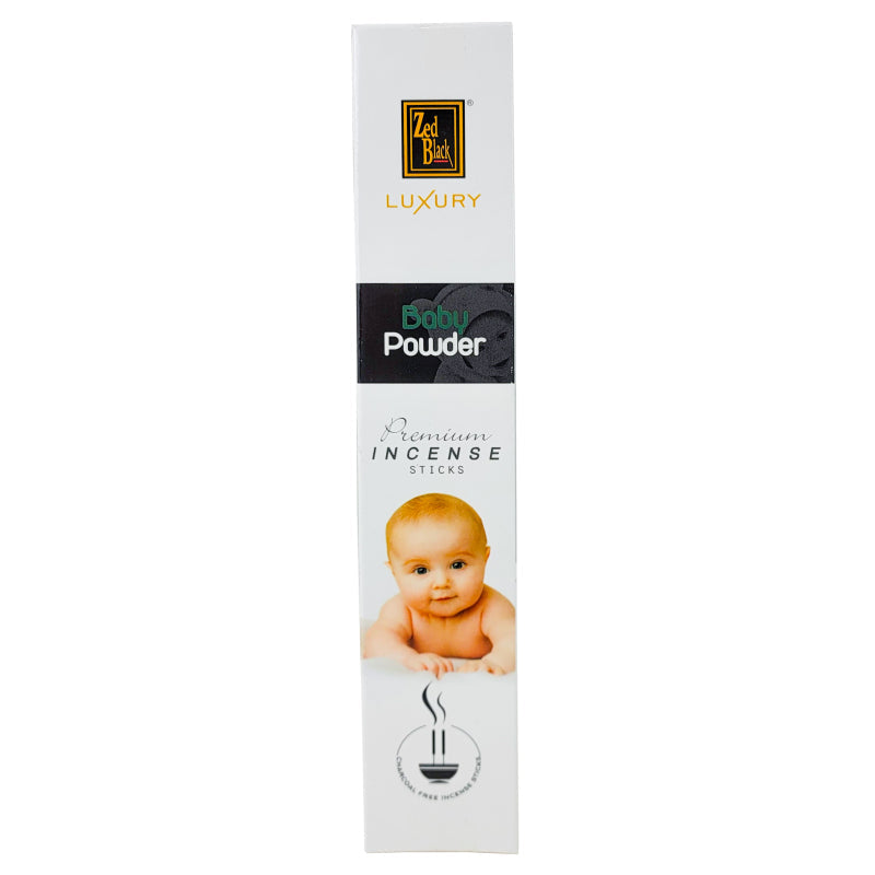 Baby Powder Scent 9" Zed Black Luxury Incense, 12-Stick Pack