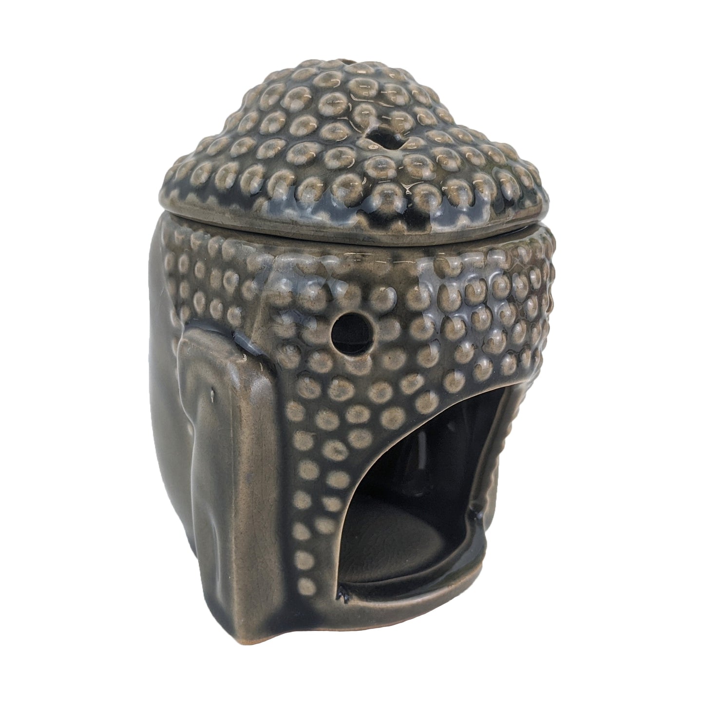 Aromar Buddha Ceramic Oil Warmer, Dark Olive