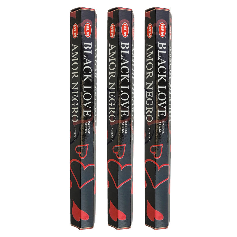 HEM Incense Sticks 20-Stick Hex Packs, Black Love Scent