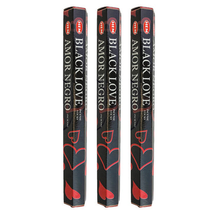 HEM Incense Sticks 20-Stick Hex Packs, Black Love Scent