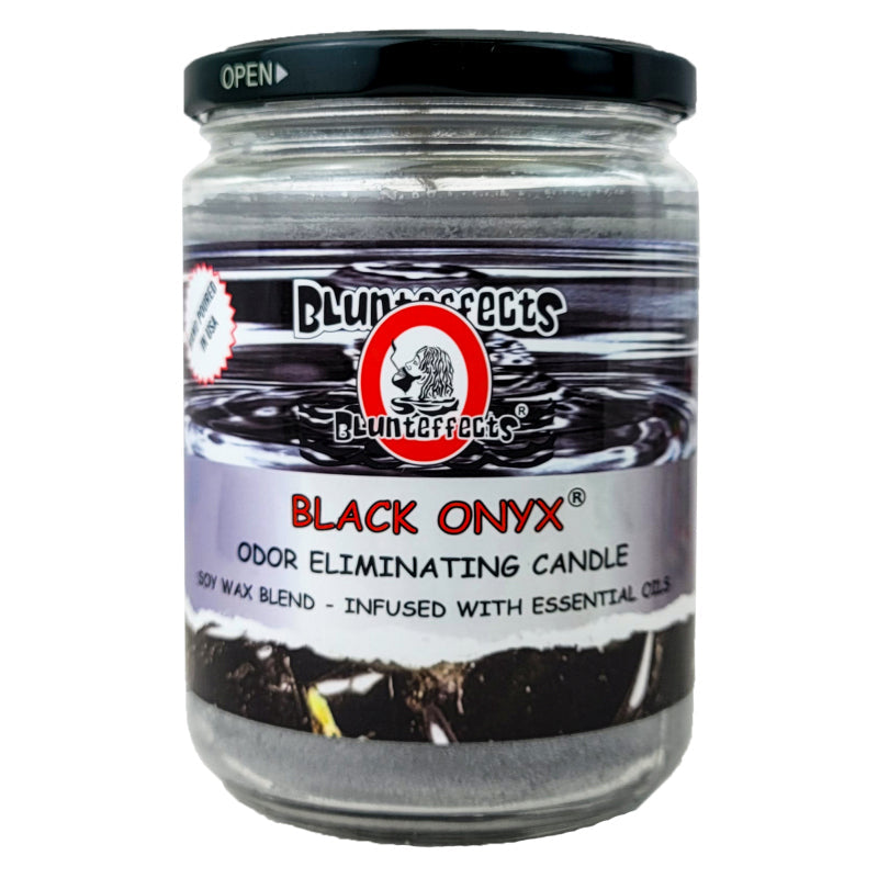 Black Onyx 5" Blunteffects Odor Eliminating Glass Jar Candle