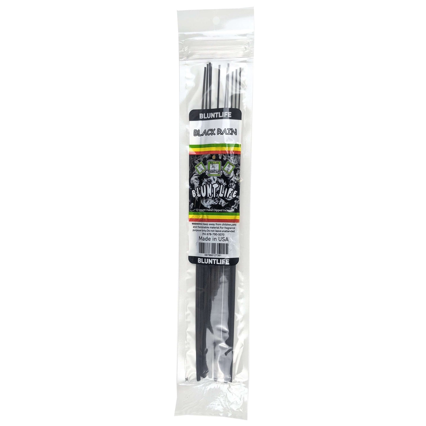 Black Rain Scent 10.5" BluntLife Incense, 12-Stick Pack