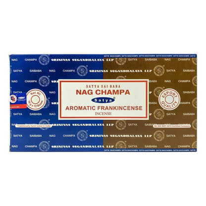 Satya Nag Champa + Aromatic Frankincense Incense Sticks, 16g Combo Pack