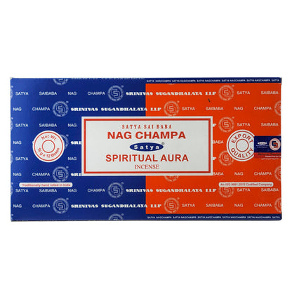 Satya Nag Champa + Spiritual Aura Incense Sticks, 16g Combo Pack