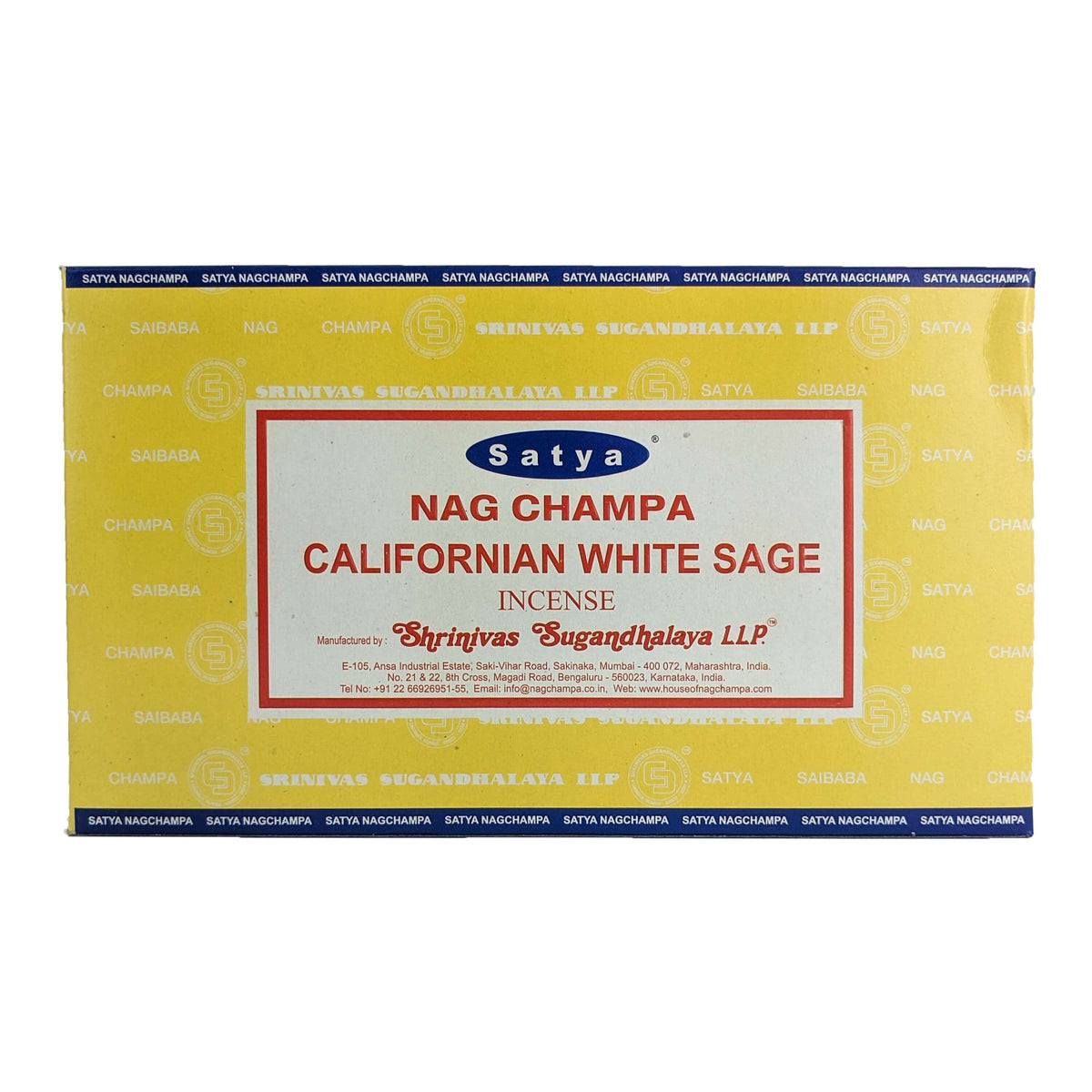 6 Packs Satya Californian White Sage Incense Joss Sticks Nag Champa Traditional India