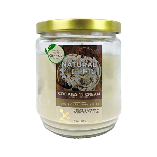Natural Killers Odor-Killing Scented 13oz Candle, Cookies 'N Cream Scent