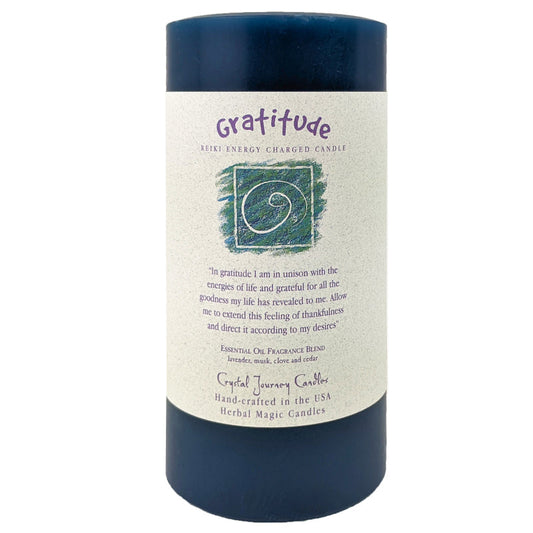 6" Reiki Charged Herbal Pillar Candle, Gratitude Scent